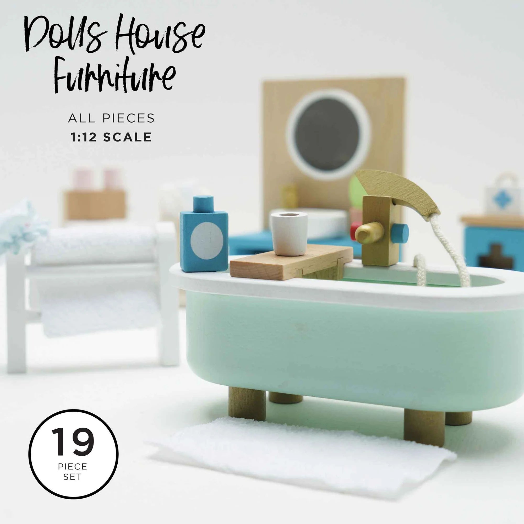 Wooden Doll s House Bathroom Furniture 100 FSC The Toybox Ironbridge